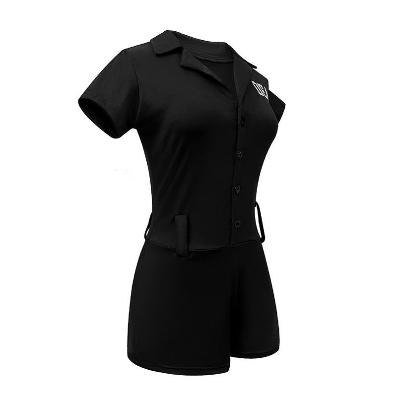 2025 Women's Police Officer Cosplay Costume - Halloween Jumpsuit & Hat Set