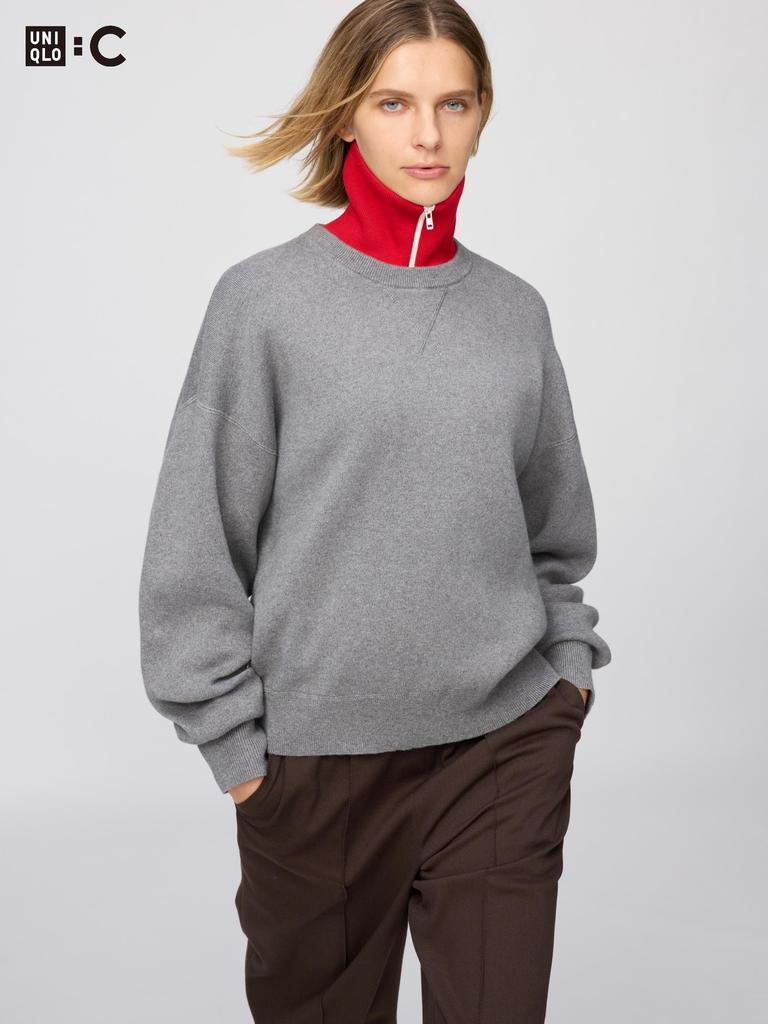 Uniqlo Японский гладкий хлопковый свитер с круглым вырезом