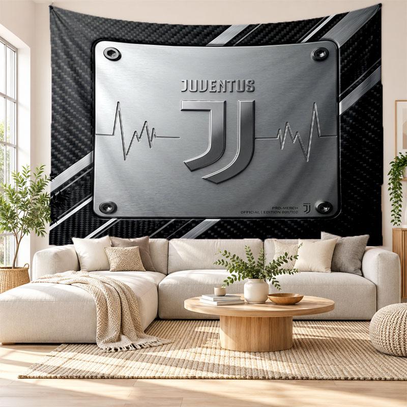 Juventus FC Wall Tapestry, Soft Fabric Wall Hanging, Decorative Backdrop For Bedroom Home Wall Art