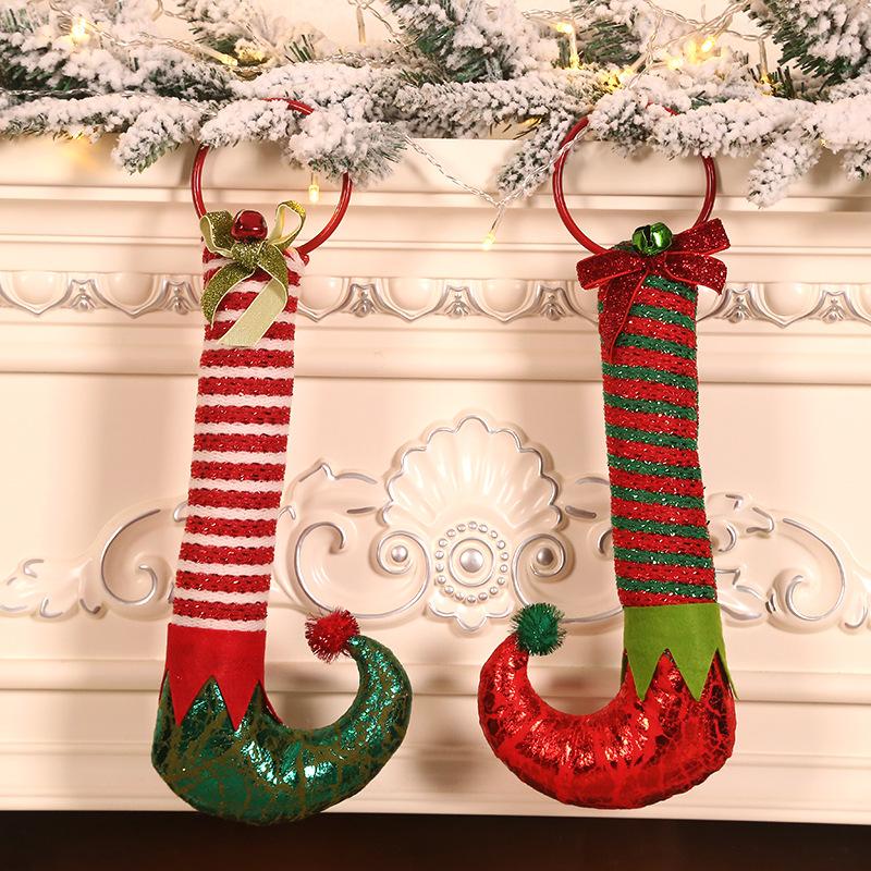 New Christmas decorations: Elf feet, iron rings, door hanging bells, holiday home doors, elf boots, door rings