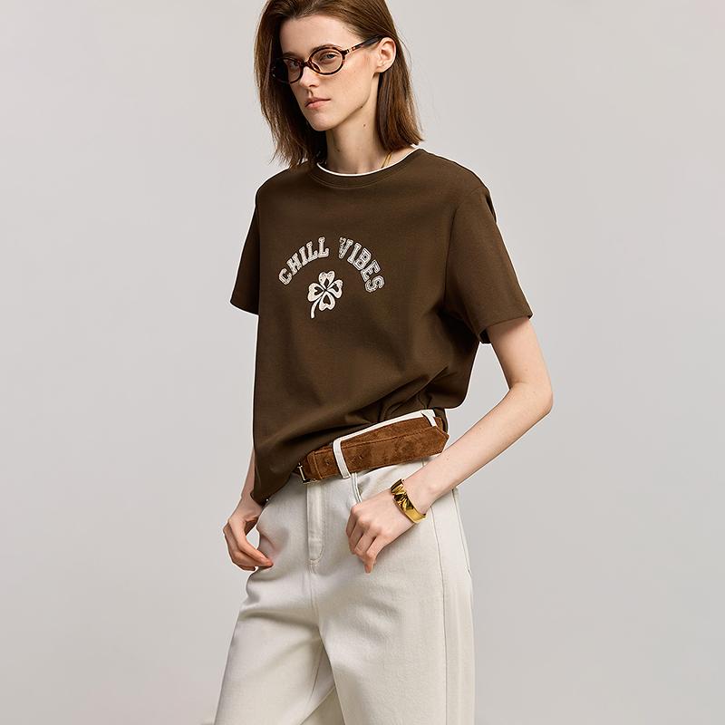 LILY Retro Clover Printed T-shirt for Women
