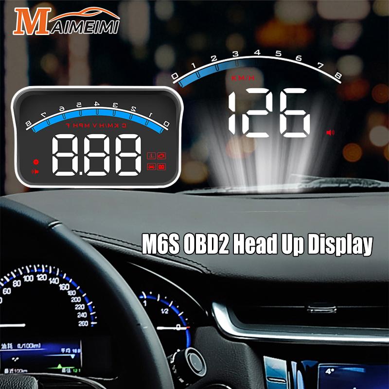 M6S OBD2 HUD Цифровой проектор на лобовое стекло автомобиля Speedometer Water Temp Voltage Автоаксессуары Бортовой компьютер