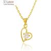 Чистое золото 24 карат золотое ожерелье покрытие золотое сердце любовь циркон кристалл кулон 2 мм ожерелье женское свадебное ювелирное украшение подарок