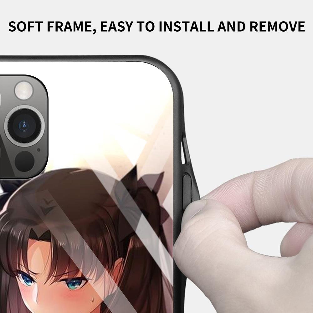 Tempered Glass Case For Iphone 12 11 Pro Max 14 13 Fundas X Xr Xs Max 8 7 6s Plus Cover Shell Fundas Fate Zero Tohsaka Rin