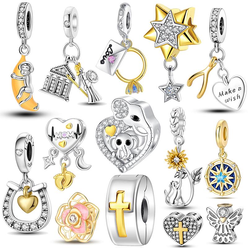 Медные бусины Крылья ангела Лебедь любви Шармы-сердечки Подходят для оригинальных браслетов Женские украшения своими руками Подарочный браслет