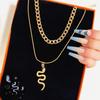 Подвеска в виде змеи, крутое ожерелье для вечеринки в стиле панк, универсальный комплект из 2 предметов для девочек, ожерелье, подарок, простые роскошные аксессуары, ожерелье, осенне-зимняя цепочка для свитера
