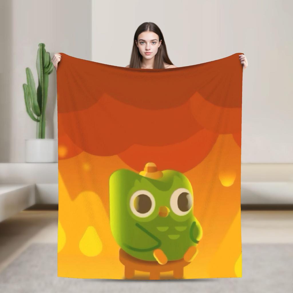 Duolingos Owl Duo Flannel Blanket  Soft Warm Bedding Throws for Couch Bed Camping Comfortable Bedspread Sofa Bed Cover