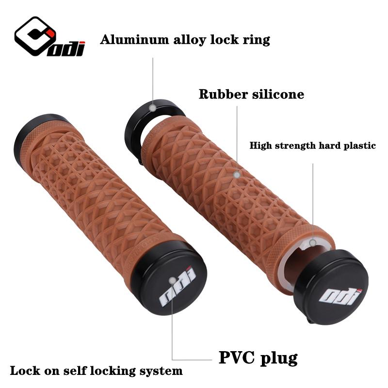 ODI Van Bicycle Handlebar Grips Silicone Lock-On Anti-slip Shock Absorption MTB Double Lock Ring for BMX Folding Bike Parts