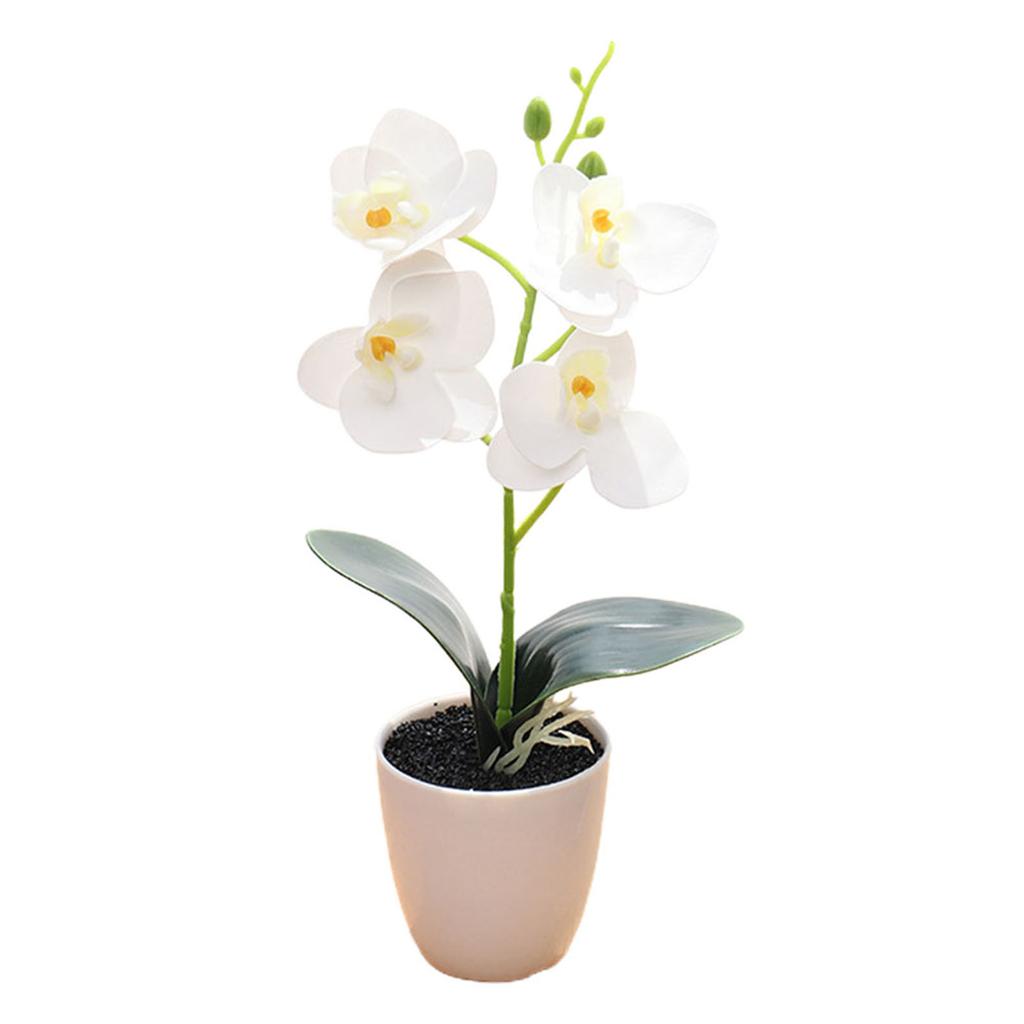 Decorative Orchid Garden Office Restaurant Artificial Orchid Potted Orchids ABS Material Orange-red Rose White