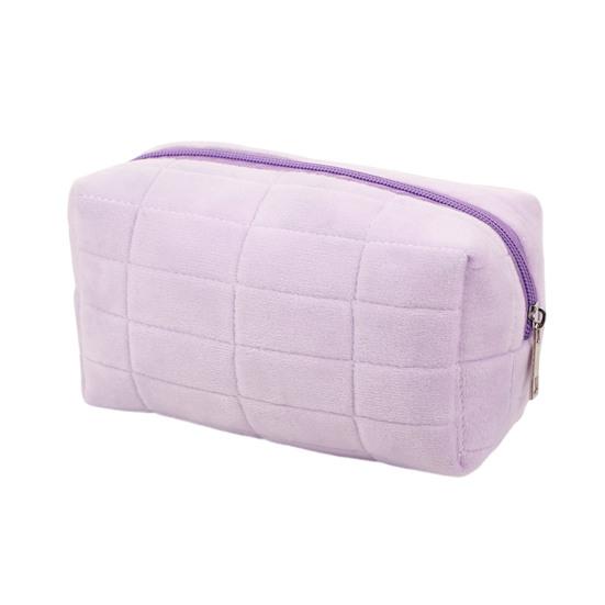 Косметичка из бархата с клетчатой текстурой, застежка-молния, портативная косметичка, дорожная, деловая, сумка для туалетных принадлежностей, большая вместимость, косметичка