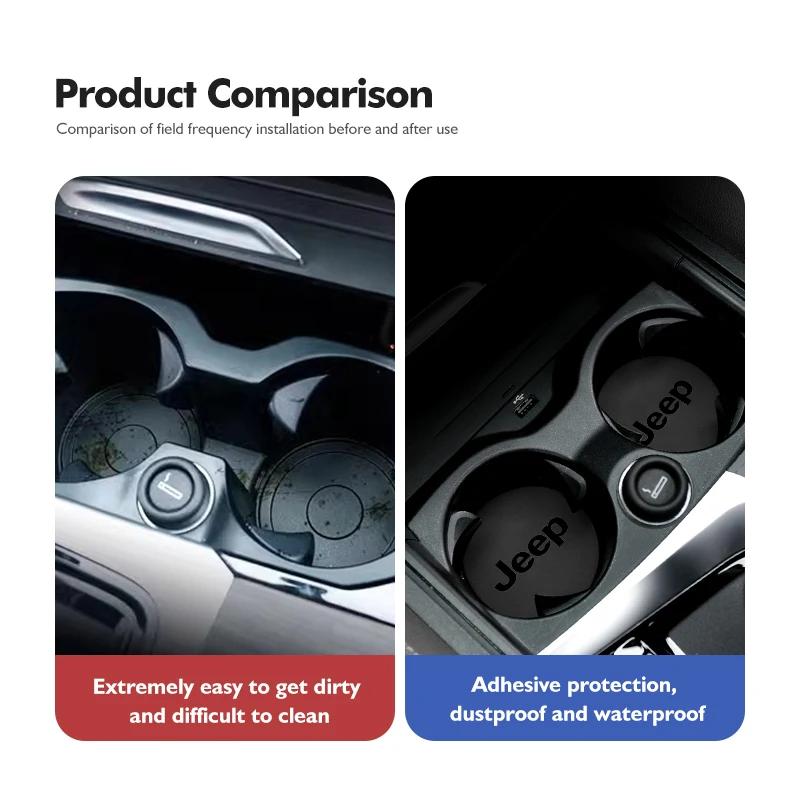 Set of 2 Suede Non-Slip Coasters for Jeep Compass Renegade Cherokee Wrangler JK Car Interior Accessories AKP1