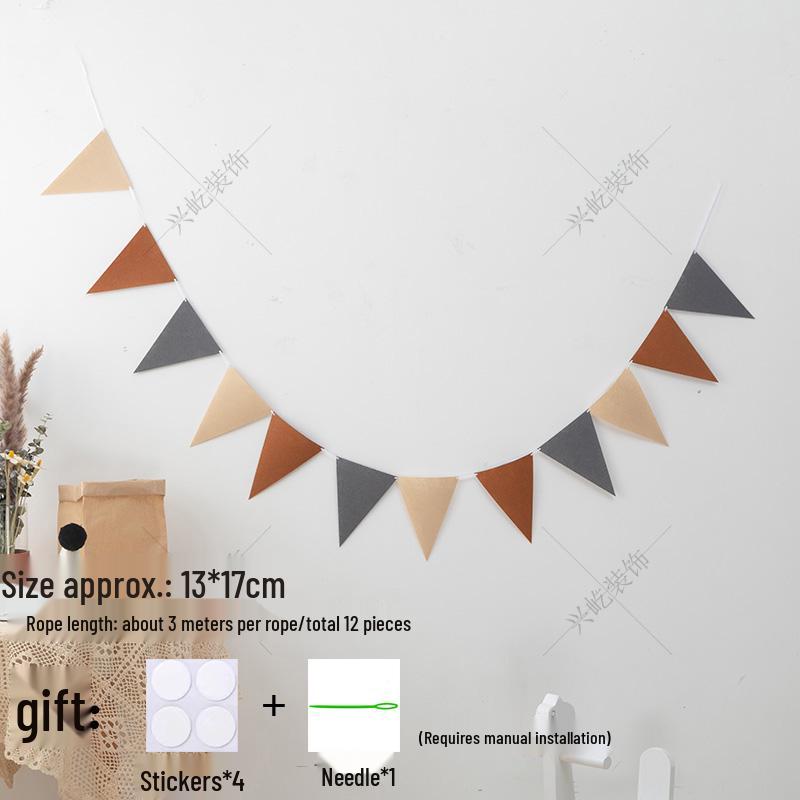 Yellow-Green Felt Pennant Bunting for Kids' Birthday or Kindergarten Decor