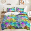 Three-Piece 3D Quilt Cover Plant Gradual Change Scale Brush Kit Bedding