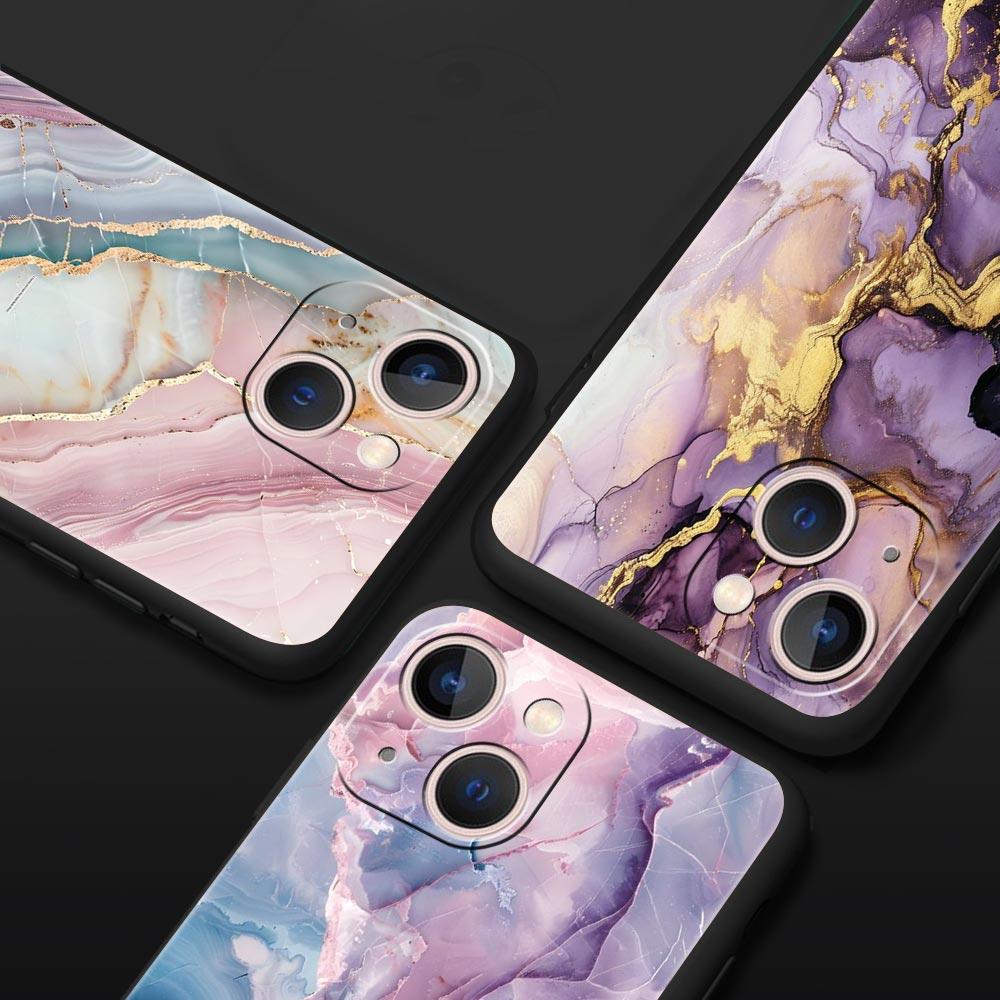 Marble Phone Case For iPhone 17 16 15 Pro Max 11 12 13 14 7 8 Plus SE 2020 X XR XS Cover Soft Black