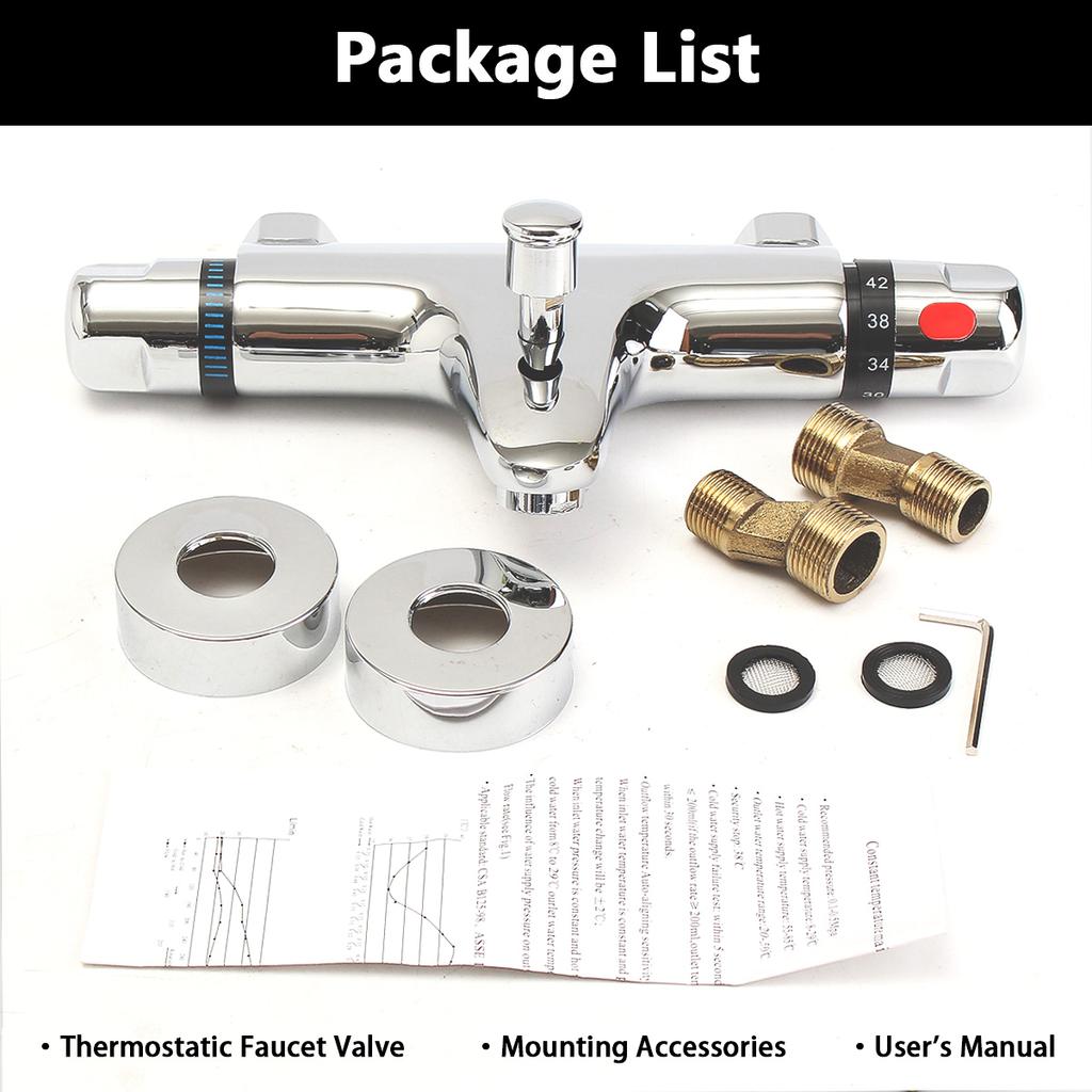 Thermostatic Single Handle Wall Mount Shower Faucet Kitchen Sink Bath Mixer Tap Home Water Hot Cold Water Constant Temperature Control for Bathroom