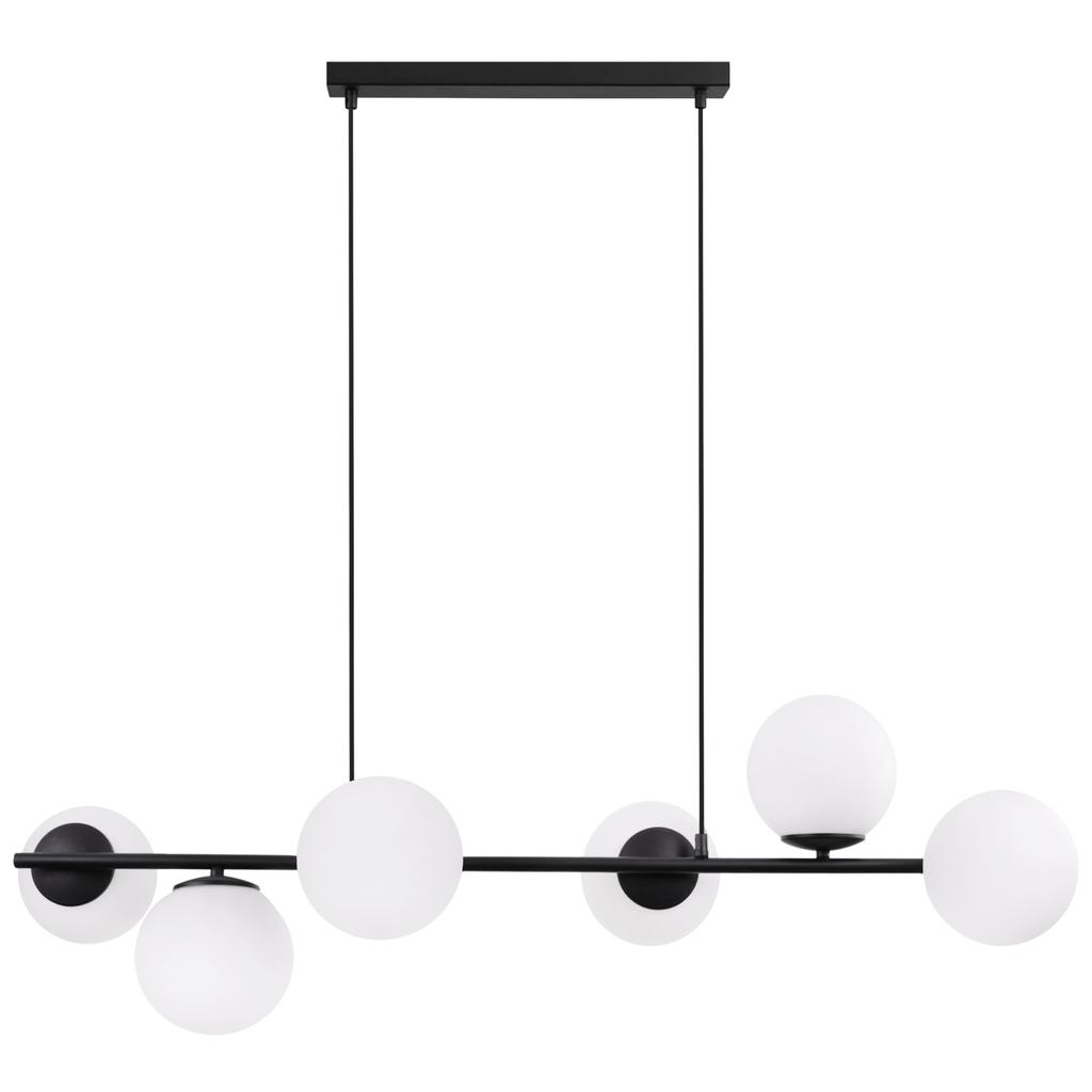 Siena Black Hanging Lamp 6-Bulb White Lampshade E14