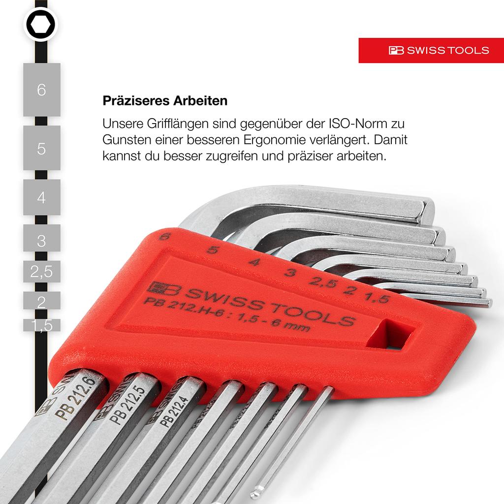 PB SWISS TOOLS Набор шестигранных ключей с шаровым окончанием PB Swiss Tools 212H-6CN