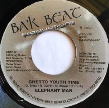 7-дюймовая пластинка ELEPHANT MAN / GHETTO MAX - Ghetto Youth Time / Elimination NONE Ba'k Beat Produ 2000 Ямайка Регги, Ска и Даб Б/У
