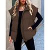 Однотонная Жилетка-Куртка на Молнии Без Рукавов Зимняя Теплая Женская с Карманом Новая Стойка Воротник Темпераментная Жилетка Doudoune Sans Manche Femme