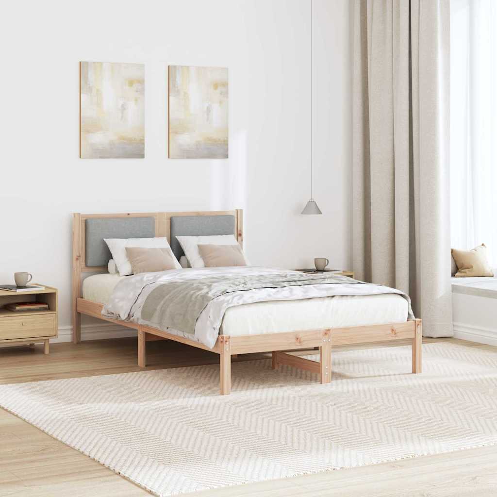 Bed Frame Light Grey 120 x 190 cm Solid Pine Wood