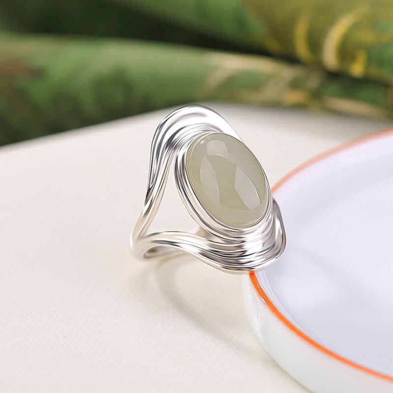 Adjustable Open Ring Women Men Vintage Hollow Oval Geometric Statement Jewelry Copper Plated