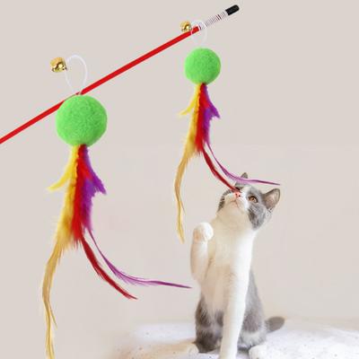Игрушка для кошек Yousheng, удочка, плюшевый мяч, снять скуку, игровая игрушка, игрушка-дразнилка для питомца, сменные аксессуары с перьями, кошка