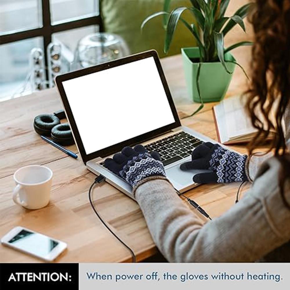 USB Перчатки с подогревом Моющиеся Сенсорные Перчатки-грелки для помещения и улицы Синие