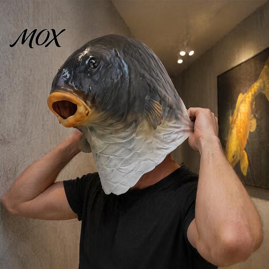 Unique Prank Gift for Adults Funny Fish Head Mask, Realistic Latex Carp Cosplay Prop, Animal Elastic Full Coverage Costume Mask Party Prank, Trick or