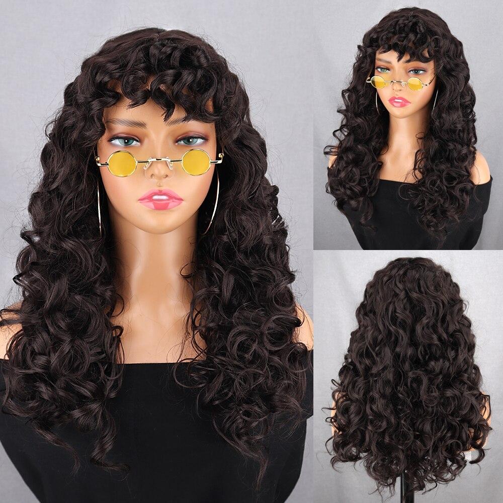 Модный парик для афроамериканских женщин Miss Kinky Curly Wig Без челки Синтетическое волокно Омбре Коричневый Цвет Кудрявый Косплей Африканский парик