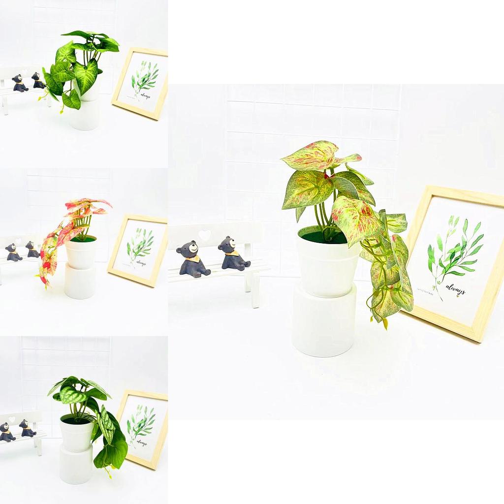 Simulation Epipremnum Aureum Potted Artificial Faux Plant For Indoor Home Decor And Photography Props