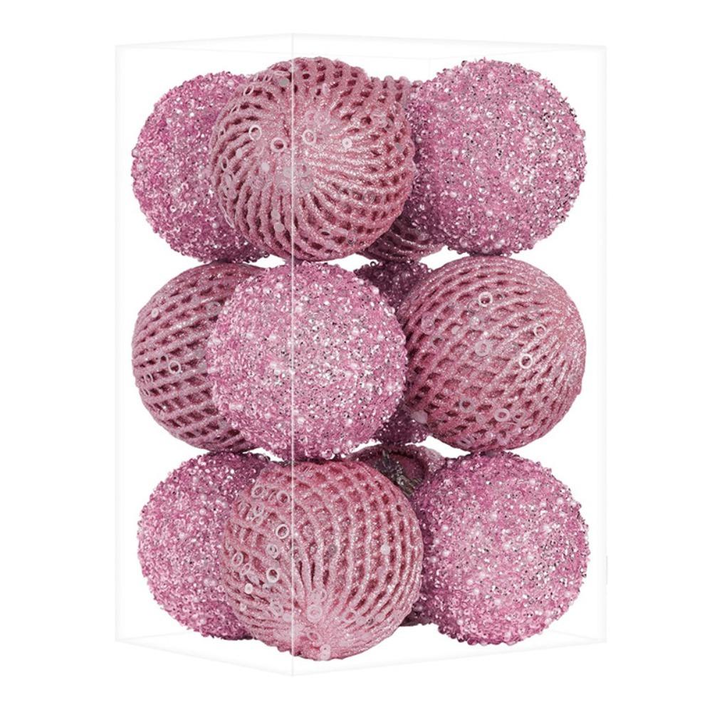 6/12pcs 8/10cm Festive Decorative Ball with Sequins Christmas Tree Hanging Ornaments  Wedding