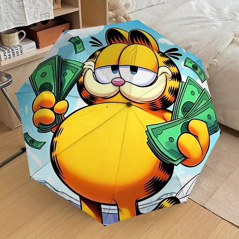 1pc Garfield, Money Automatic Open/Close Umbrella, Lightweight Design for Everyone, Halloween & Christmas Gifts - Ideal for Daily, Formal, Party Use,