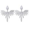 Fashion Shiny Zircon Wing Symmetrical Stud Earrings Exquisite Gold Silver Color Party Jewelry For Women