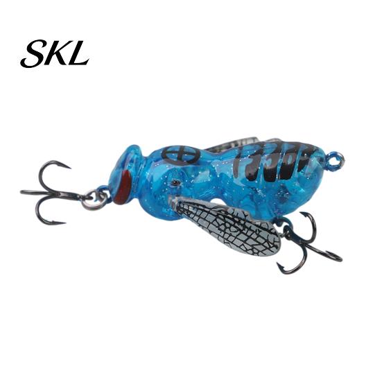 Topwater Fishing Bait 5G/4.8CM Bionic Wasp Lure, Floating Hard Hornet Lure with Acoustic Artificial Insect Noise Steel Ball, for Freshwater Saltwater