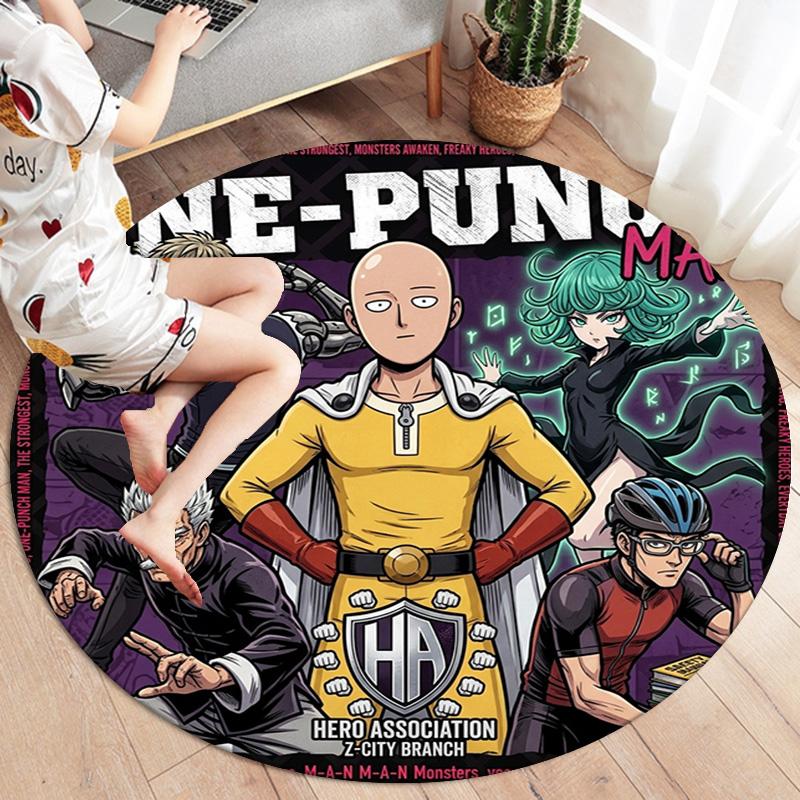 Onepunch Man Round Area Rug Carpet Rug For Living Room Bedroom Sofa Playroom Decor Nonslip Floor Mat