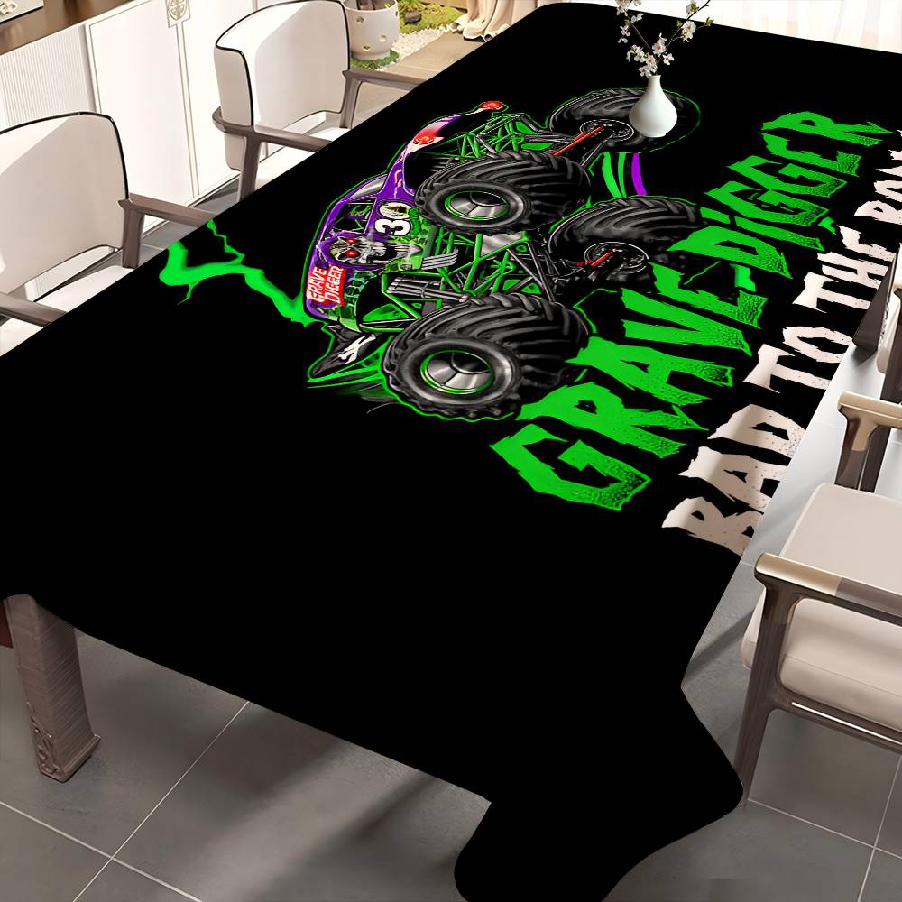 Мультяшные скатерти на тему Monster Jam из полиэстера, милые дизайны для дома, кухонь, столовых, патио, скатерть, украшение