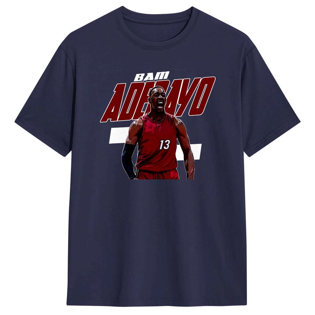Bam Adebayo 13 Футболка Унисекс Чистый Хлопок Новинка Футболка Круглый Вырез Футболка с Короткой Рукавой Одежда Лето