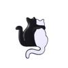 3pc Brooch For Men And Women Badge Chest Ornament Cartoon Animal Series Black And White Cat Embracing Shape