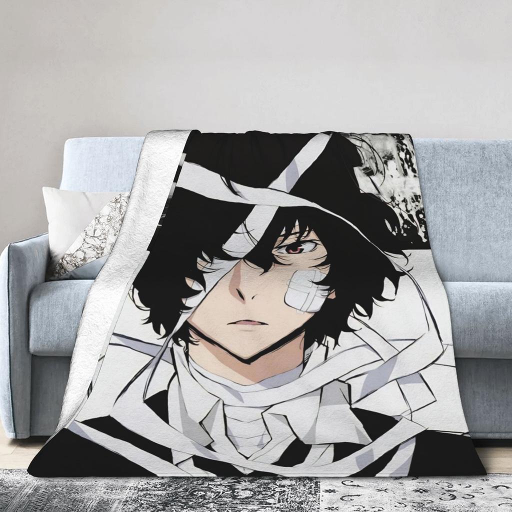 Dazai Bungo Stray Dogs Blanket Flannel Printed Multifunction Super Warm Throw Blanket for Home Travel Quilt