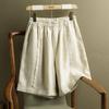 Women's Spring and Summer High-waisted Draped Casual Shorts Solid Color Cotton and Linen Comfortable Straight Leg Pants