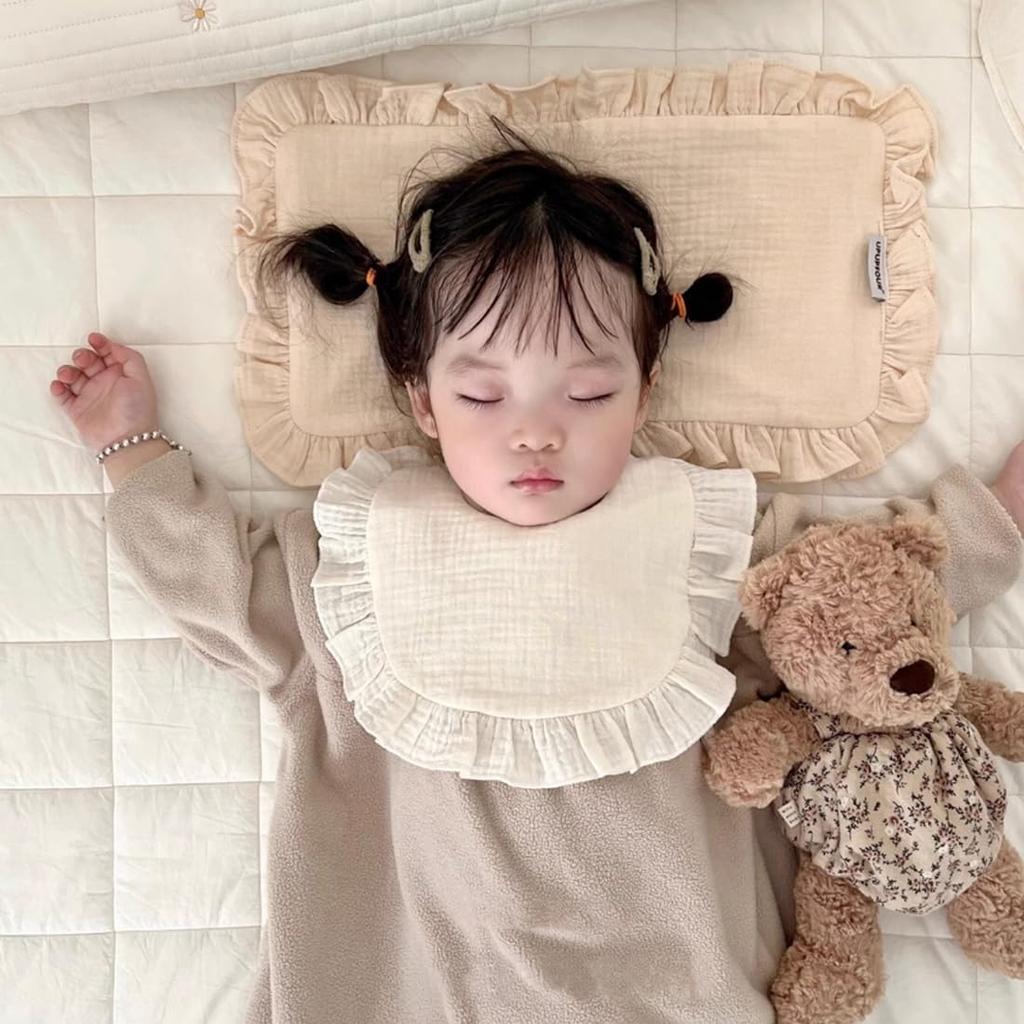 GoUseGo Baby Set of Frilled Solid Cute Baby Mealtime Newborn Baby Shower Gift Bibs, 6, Girls' Waterproof, Bibs, Color, 6-Layer Gauze, Bibs, Bibs,