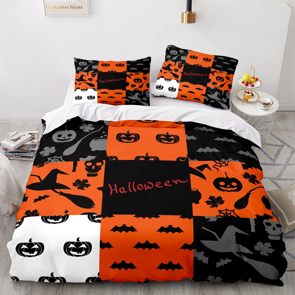 Halloween Duvet Cover Pumpkin Lantern Cartoon King Queen Twin Size Polyester Bedding Set For Kids Boys Girls Teens Bedroom Decor