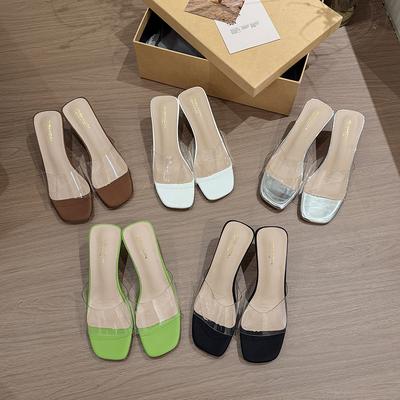 Модные летние женские туфли-лодочки, сандалии из ПВХ, желеобразные тапочки с открытым носком, высокие каблуки, женские прозрачные тапочки из плексигласа, прозрачные сандалии на каблуке