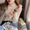 Autumn Winter Women Ruffles Mock Neck Sweater Thicken Fleece Warm Thermal Pullover Women Cashmere Sweater