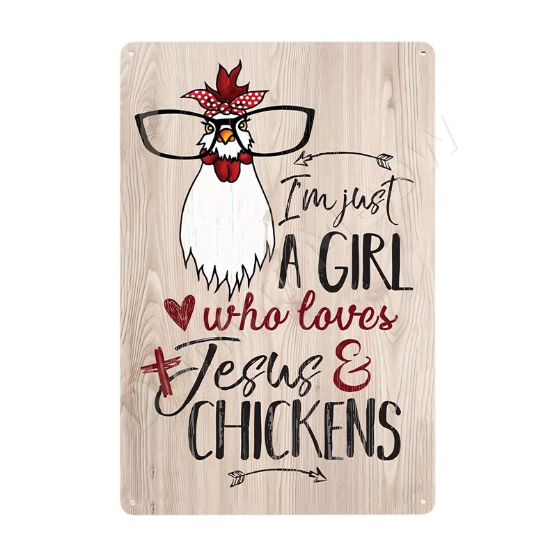 Welcome to Our Chicken Coop Retro Metal Sign Caution Area Wall Art Crazy Chicken Lady Vintage Kitchen Farmhouse Decor