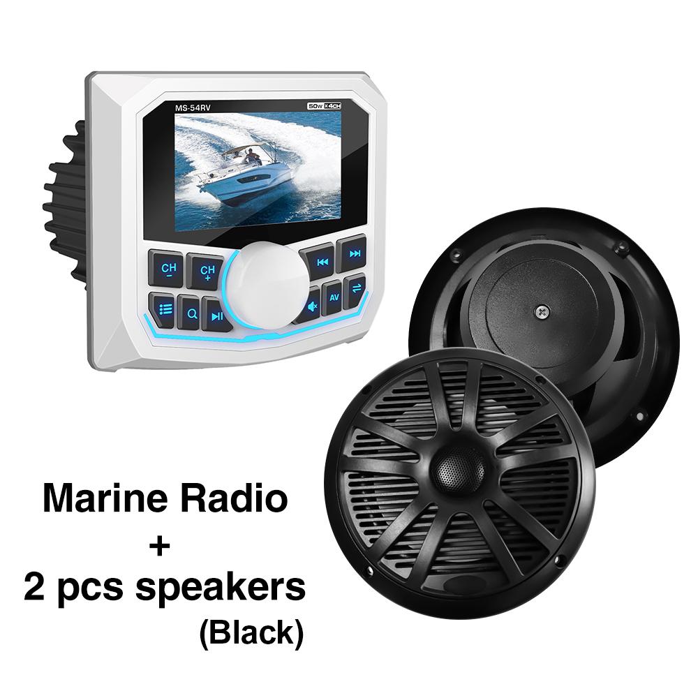 Boat Stereo MP5 Radio Bluetooth FM AM RDS EQ Waterproof IPX5 AUX Square White Universal Marine Media Player for RV UTV ATV SPA
