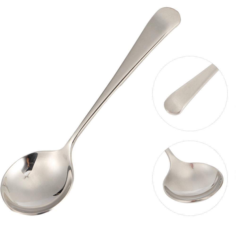 5Pcs Polished Dessert Spoon Thickened Metal Food Scoop Space Saving Serving Spoon  Food Serving