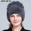 Fur Hats for Women Winter Real Rex Rabbit Hat Fox Fur Kniting Female Warm Snow Caps Ladies Elegant Princess Beanies Cap
