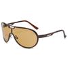 Hot Selling Double Bridge Large Frame Retro Frog Shades Women Uv400 Vintage Glod Frame One Piece pilot Sunglasses Men