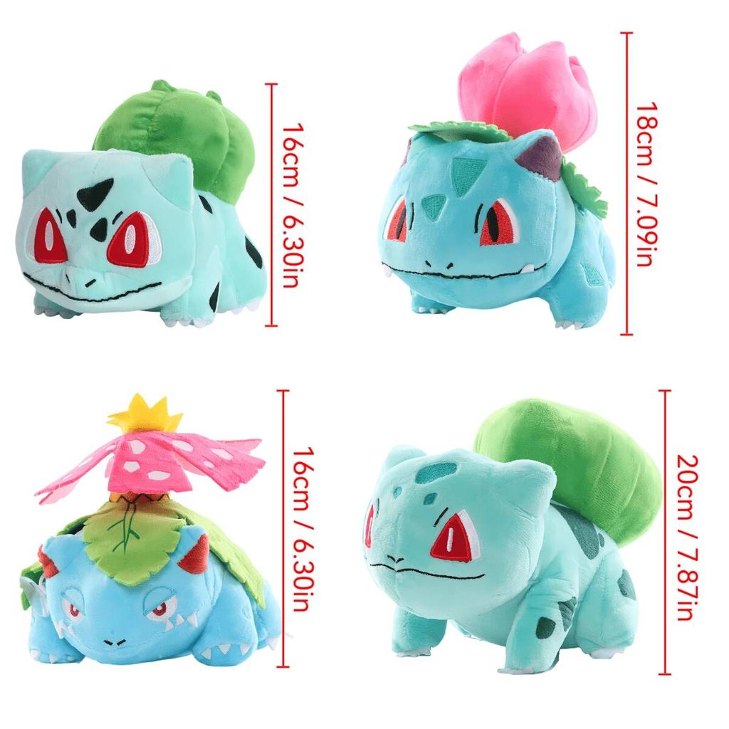 Cute Grass Type Evolution Plush Doll Set Soft Stuffed Animal Toys Perfect Birthday Gift For Kids And Fans